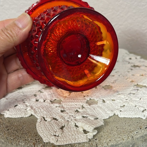 Vintage Viking Glass Red Diamond Point Glimmer Fairy Lamp - Picture 8 of 9